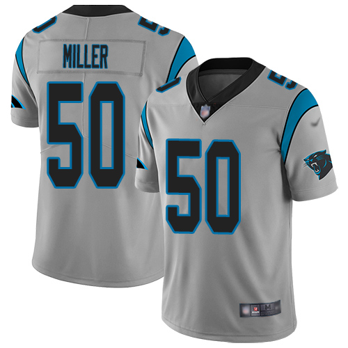 Carolina Panthers Limited Silver Youth Christian Miller Jersey NFL Football 50 Inverted Legend
